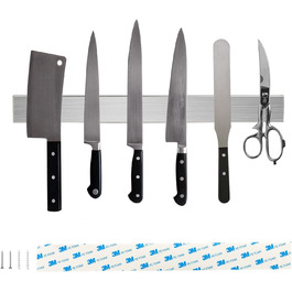 Тримач для ножів Магнітний тримач для ножів для самоклеючих або свердлільних, легкий і міцний магніт, для кухонного посуду чи інструментів. EXLECO Knife Magnetic Strip з нержавіючої сталі 40 см. 