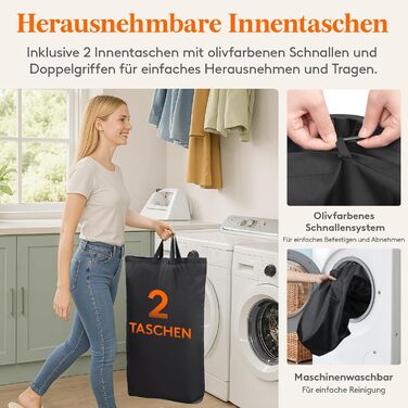 Кошик для білизни з кришкою Lifewit, великий кошик для білизни з пластиковим каркасом, складний, 145л, темно-сірий