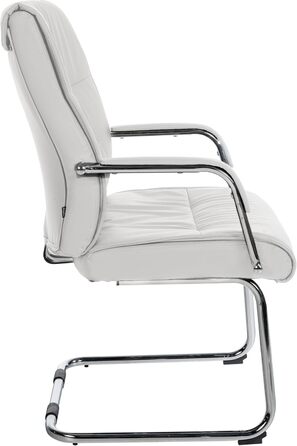 Стілець конференційний Sievert білий з м'якою оббивкою, штучна шкіра, з підлокітниками