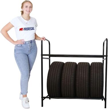 Стелаж для шин PROREGAL CARRERO 104x55x40 см - 8 шин, 2 рівня, чорний