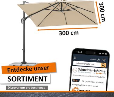 Парасолька від сонця Schneider RHODOS TWIST, 300 x 300 см, антрацит, модель 2025