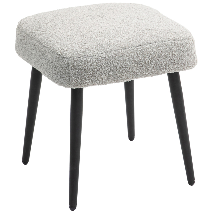 HOMCOM Footstool Квадратний табурет з кашеміровим виглядом, підставка для ніг зі сталевими ніжками, ідеально підходить для вітальні та спальні, світло-сірий