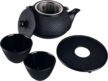 Чавунний чайник з фільтром з нержавіючої сталі, 2 чашки та підставка Високоякісний чайний сервіз Візерунок Араре