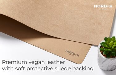 Килимок для столу Nordik з екошкіри (89 x 43 см) — преміум підкладка під мишу та захисний килимок для домашнього офісу, антиковзаючий, колір Champagne Beige