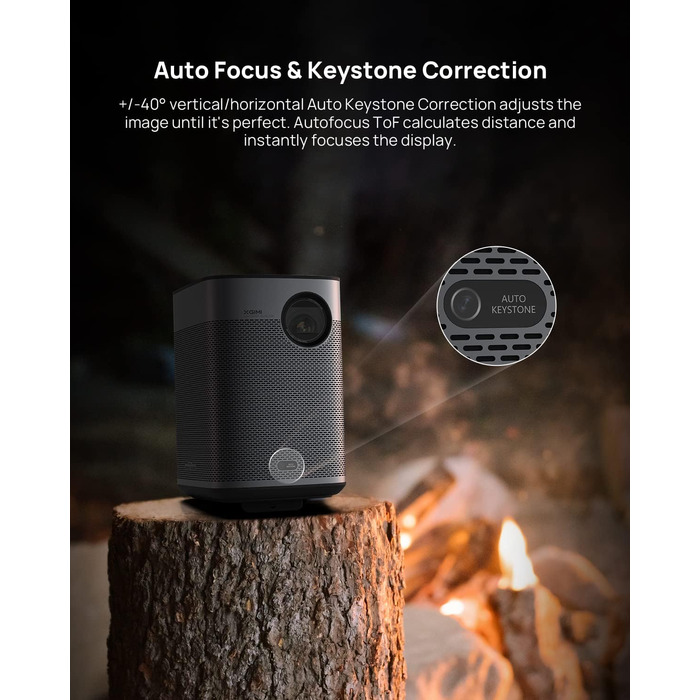 XGIMI Halo+ Mini: Портативний проєктор Full HD 1080p з Android TV, акумулятором 700 ISO Lumen, Harman Kardon, автофокусом, WiFi, Bluetooth та 3.5mm аудіо