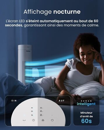 Турбовентилятор Pro Breeze з дистанційним керуванням, 76 см, осциляція 65°, таймер, 3 швидкості, тихий, для спальні та офісу, білий