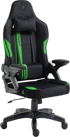 Крісло геймерське KRAKEN CHAIRS - ергономічне, тканинне, для комп'ютера, 130 кг, чорно-зелене