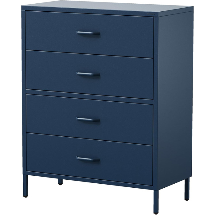 Металева комода Jan Nowak з шухлядами Carla | Комод-шафа для спальні, вітальні, дитячої кімнати | Стиль лофт | Комод з шухлядами, темно-синій | 80 x 101,5 x 40 см