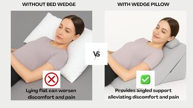 Подушка для спини Lesekissen з регульованою підголівником, з піною з пам'яті, знімний чохол, дихаюча та неслизька, ручка – трикутна для спини, шиї та ніг, 60 x 50 x 30 см