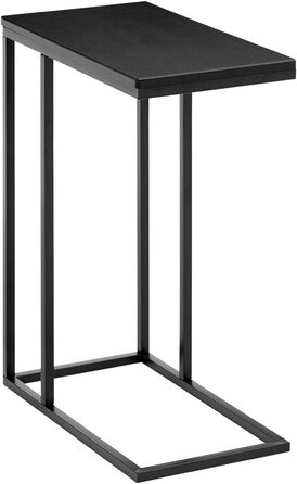 Журнальний столик IDIMEX Debora, практичний стіл для вітальні в С-подібній формі, красива стільниця журнального столика прямокутна в чорному кольорі, елегантний диванний столик з металевим каркасом в чорному кольорі