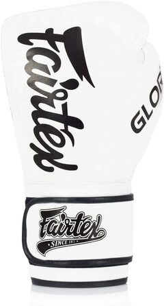 Боксерські рукавички Fairtex x Glory - білі боксерські рукавички для кікбоксингу спаринг Муай Тай зі шкіри-ручної роботи в Таїланді-офіційні боксерські рукавички для кікбоксингу Glory (12 унцій)