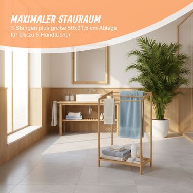 Підставка для рушників Relaxdays, бамбук, 3 перекладини