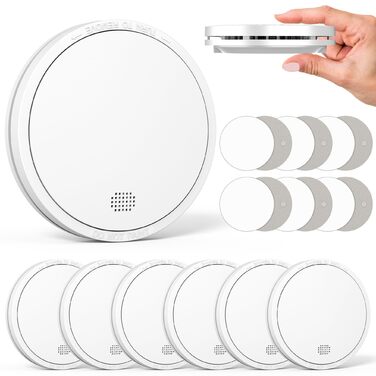 Датчик диму Rauchmelder з батареєю на 10 років, магнітне кріплення, EN14604, бездротовий, 85dB, 6 шт.