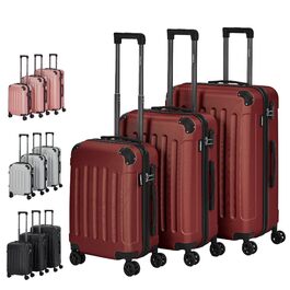 Набір валіз Arebos 3шт. з ABS-пластику | Trolley валіза | Червоний | з TSA-замком, 360° колеса | M-L-XL