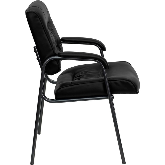 Крісло-табурет Haeger від Flash Furniture з шкіри, з рамою титаново-сірого кольору з порошковим покриттям, чорне, шкіряне сидіння/титановий каркас