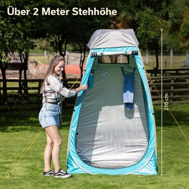 Намет для душу Skandika Camping Pop Up | Зручний намет для переодягання з висотою 210 см, сріблясте покриття, непрозорий, з окремим дном та вікном з москітною сіткою | Толетний намет