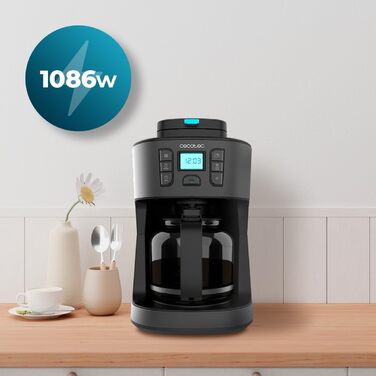 Кавомашина Cecotec Coffee 66 Grind & Drop Essential: вбудована кавомолка, 1086 Вт, до 12 чашок, нержавіюча сталь, автоматичне відключення