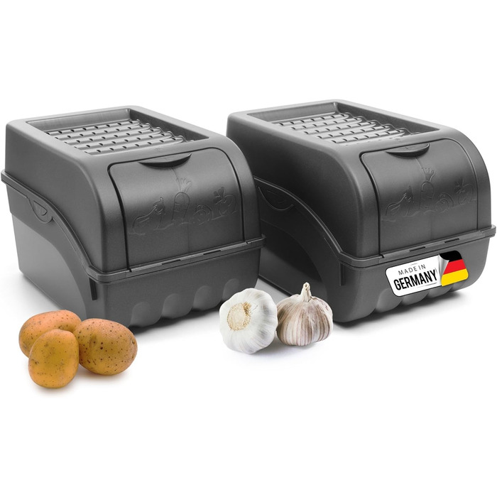 Коробка для зберігання картоплі Novaliv | 2 шт по 5 л | Антрацитовий сірий | Контейнер для цибулі та овочів | Складається | 5 літрів
