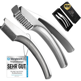 Прес для часнику та імбиру з нержавіючої сталі - не потрібно чистити | Легко миється, для дрібного подрібнення | 5 років гарантії