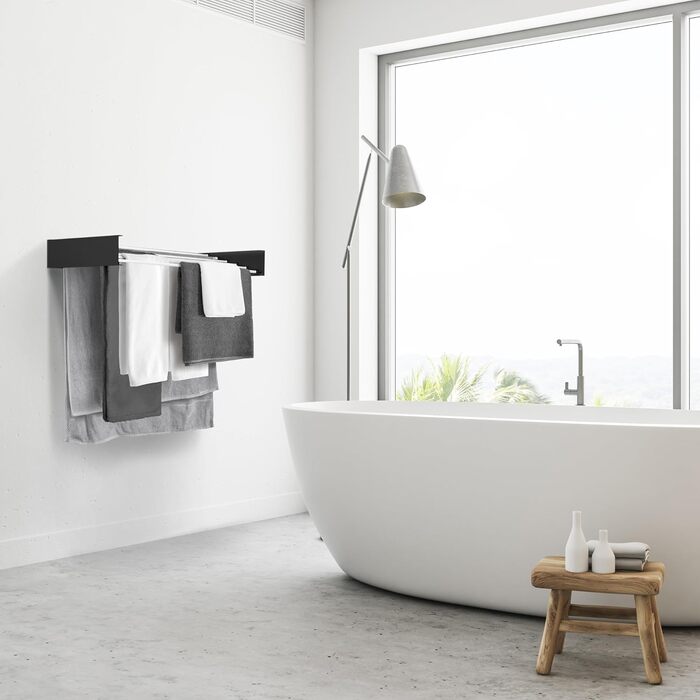 Настінна сушилка для білизни - розсувна, чорна, 100 см