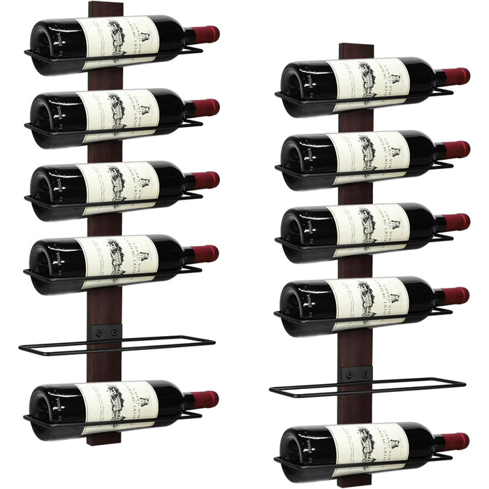 Металева полиця для вина на стіну, чорна, на 12 пляшок