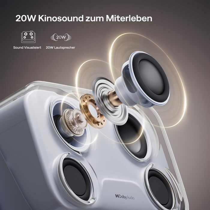 Aurzen Boom Mini 4-в-1 Smart Beamer з Google TV, 4K, проєктор для дому та на вулицю, 20W Dolby Audio, 500 ANSI, автофокус ToF, корекція трапеції, Wi-Fi/Bluetooth, сумісність з телефоном (блакитний)