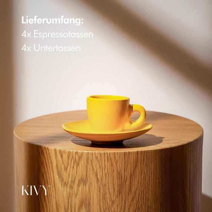Набір кавових чашок капучіно KIVY Cappuccino Tassen Set (4 шт., 240 мл) з підставкою, ручної роботи, зелений, для еспресо (75 мл)