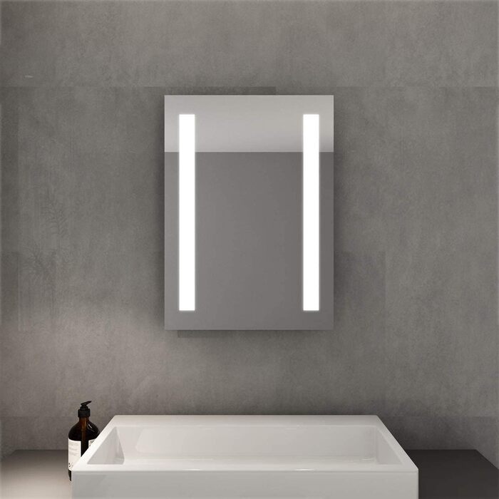Елегантне дзеркало для ванної кімнати з LED-підсвічуванням 45x60 см, холодне біле світло, IP44, енергозберігаюче, 60L x 45B см