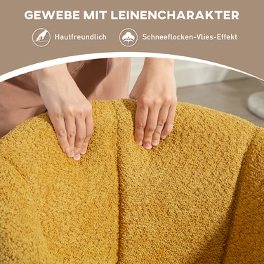 Крісло-шезлонг, м'яке крісло з комфортною сидінням, поворотне, приємне на дотик, витримує до 120 кг, жовте