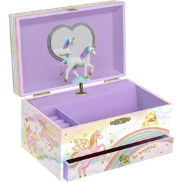 Музична шкатулка з єдинорогом для дівчаток - Танцюючий єдиноріг з дзеркалом, подарунок єдиноріг для маленьких дівчаток, дитячий подарунок на день народження (50 символів)