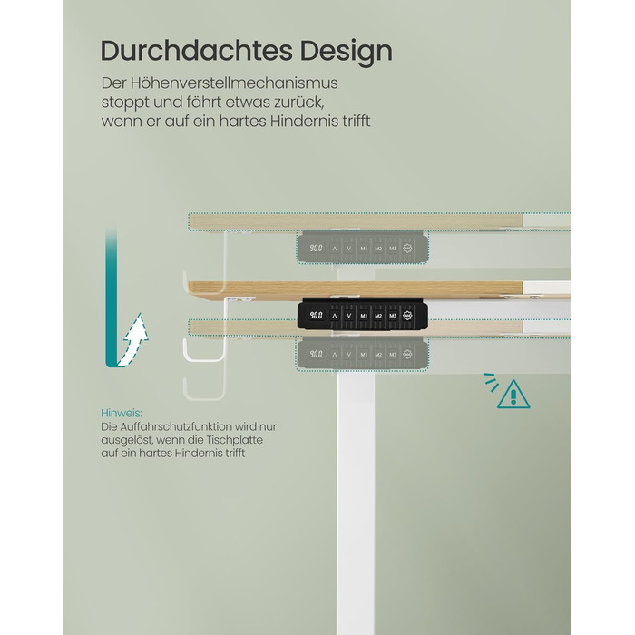 SONGMICS Регульований стіл, електричний, з пам'яттю 4 положень, 160 x 70 см, вінтажний коричневий + матовий білий, LSD026X01
