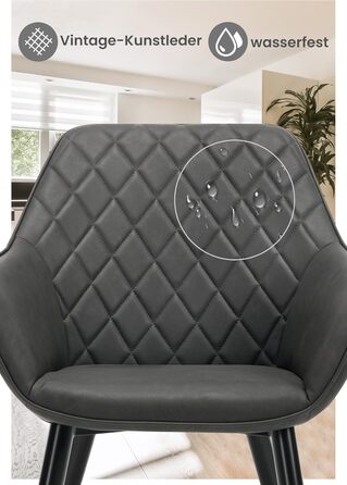 Крісла для їдальні WOLTU, 2 шт. в наборі, для кухні та вітальні, з м'якими сидіннями та підлокітниками, зелені, метал, штучна шкіра BH153gn-2