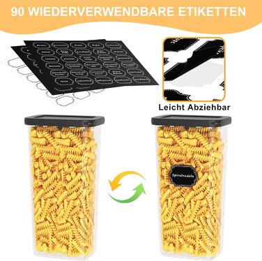 Герметичні контейнери для зберігання продуктів з кришкою, набір 6 шт (1.8л, чорний)