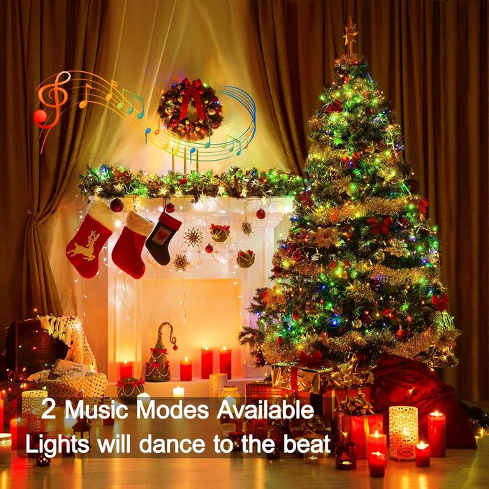 Гірлянда світлодіодна святкова на 300 LED, RGB, 30м, для прикраси дому, саду, балкону, вечірки, Halloween, з таймером, димуванням, вологостійка