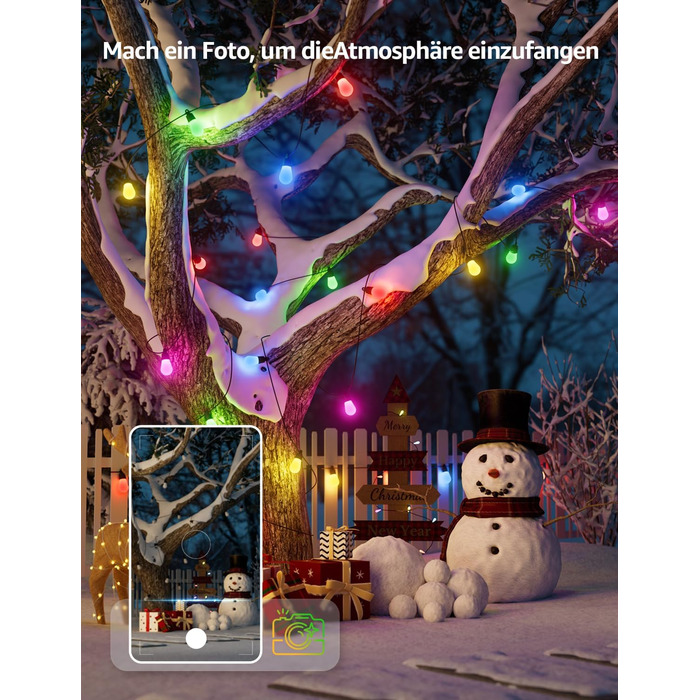 Lepro LED гірлянда для зовнішнього використання 30м, RGB+тепле біле світло, Wi-Fi, керування через додаток, сумісна з Alexa/Google, IP65, AI-дизайнер світла, 30 LED, без пульта