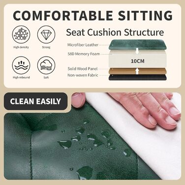 Набір з 2 барних стільців, м'яке сидіння з мікрофібри, ретро дизайн з підніжкою, висота 62.5 см, без спинки, для кухні, бістро, їдальні - сірий (зелений туфтинг)