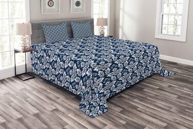 Набір дамаських покривал, античний бароковий вигини, комплект з наволочками сучасного дизайну, для двоспальних ліжок 220 х 220 см, темно-бірюзовий синій білий 220 см x 220 см темно-бірюзовий синій білий