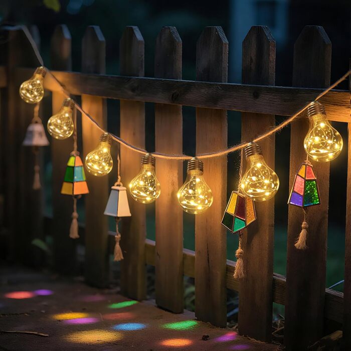 LED гірлянда сонячна для вулиці 10м, 16+1 G40, регульована яскравість, 3 режими, пульт дистанційного керування, вологостійка, тепле біле світло, для саду, балкону, декору вечірок