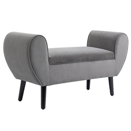 Лавка HOMCOM Grey Modern Chest Bench з місцем для зберігання з оксамитового поліестеру та гумового дерева з підлокітниками 118x42x66см для передпокою та вітальні