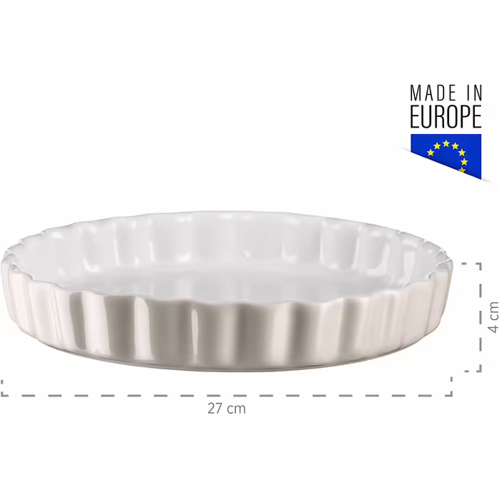 Керамічна форма для випікання MÄSER Kitchen Time, кругла, Ø 27 см, сіра, для тартів, кішів та пирогів, стійка до подряпин і порізів, хвилястий край