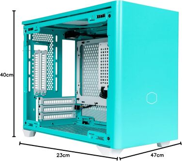 Комп'ютерний корпус Cooler Master MasterBox NR200P Mini-ITX з загартованим склом, вертикальним розташуванням відеокарти, чудовим охолодженням, Caribbean Blue