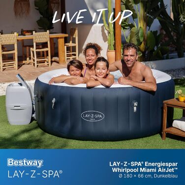 Надувний гідромасажний басейн-джакузі Bestway Lay-Z-Spa Miami AirJet для 2-4 осіб, 180 x 66 см, багатоколірний