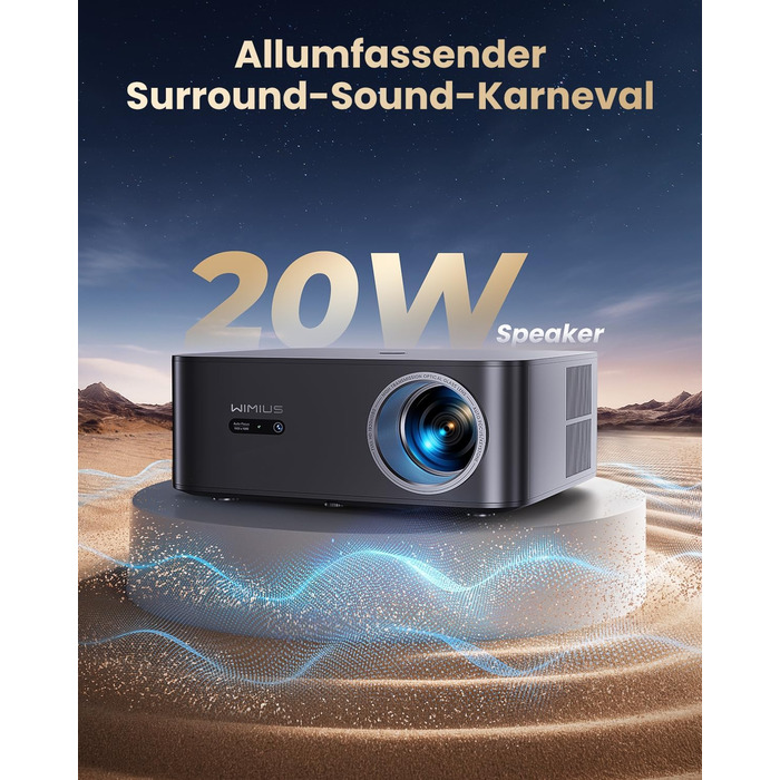 Beamer 4K для дому з Google TV, 1200 ANSI, Netflix, FHD 1080p, автофокус, корекція трапеції, 20W, WiFi6, Bluetooth, для вулиці, чорний