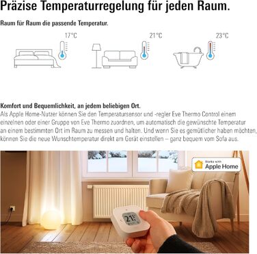Eve Thermo (Matter, 5-те покоління) - Розумний термостат на радіатор, економія тепла, сумісний з Alexa, Apple Home, Samsung SmartThings, Google Home, Matter