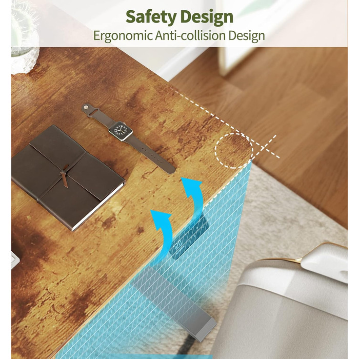 Регульований стіл MAIDeSITe 160 x 80 см з електроприводом та LED-підсвіткою (S1 Pro) сірий + вінтажний коричневий