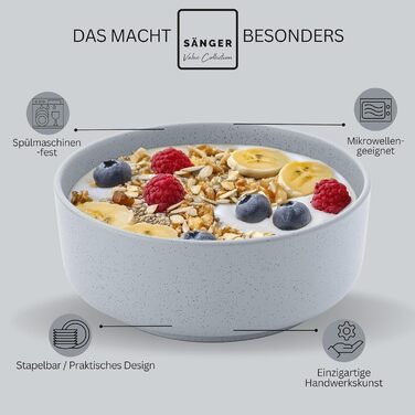 Набір кавових чашок SÄNGER VALUE COLLECTION (6 шт.), 380 мл, блакитно-сірий колір, кераміка, для кави та чаю, мийка в посудомийній машині, підходить для мікрохвильової печі