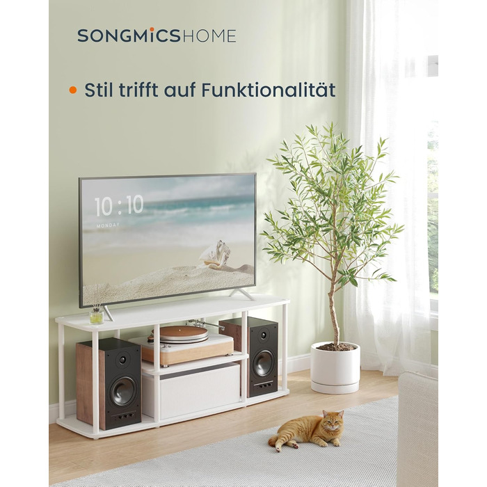 Тумба під телевізор SONGMICS для телевізорів до 50 дюймів, 110 x 35 x 46 см, білий матовий, LTV500W01
