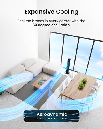 Осцилюючий турмовентилятор Pro Breeze 76,2 см, 60 Вт, з пультом, таймером 7,5 год, 3 режими, для дому та офісу, чорний