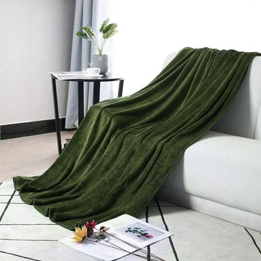 Покривало Флісова ковдра з краєм Ковдра з мікрофібри М'яка тепла легка ковдра 330GSM для ліжка, дивана тощо. Зелений 230x275см 230x275см Зелений