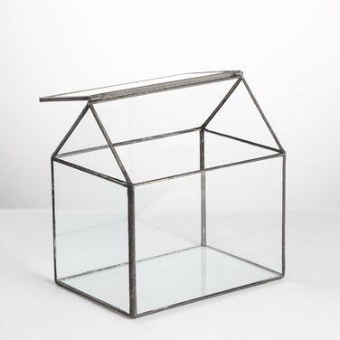 Геометричне терассіум NCYP 15,5x11x16 см, скляний, з кришкою, для сукулентів та моху, чорний